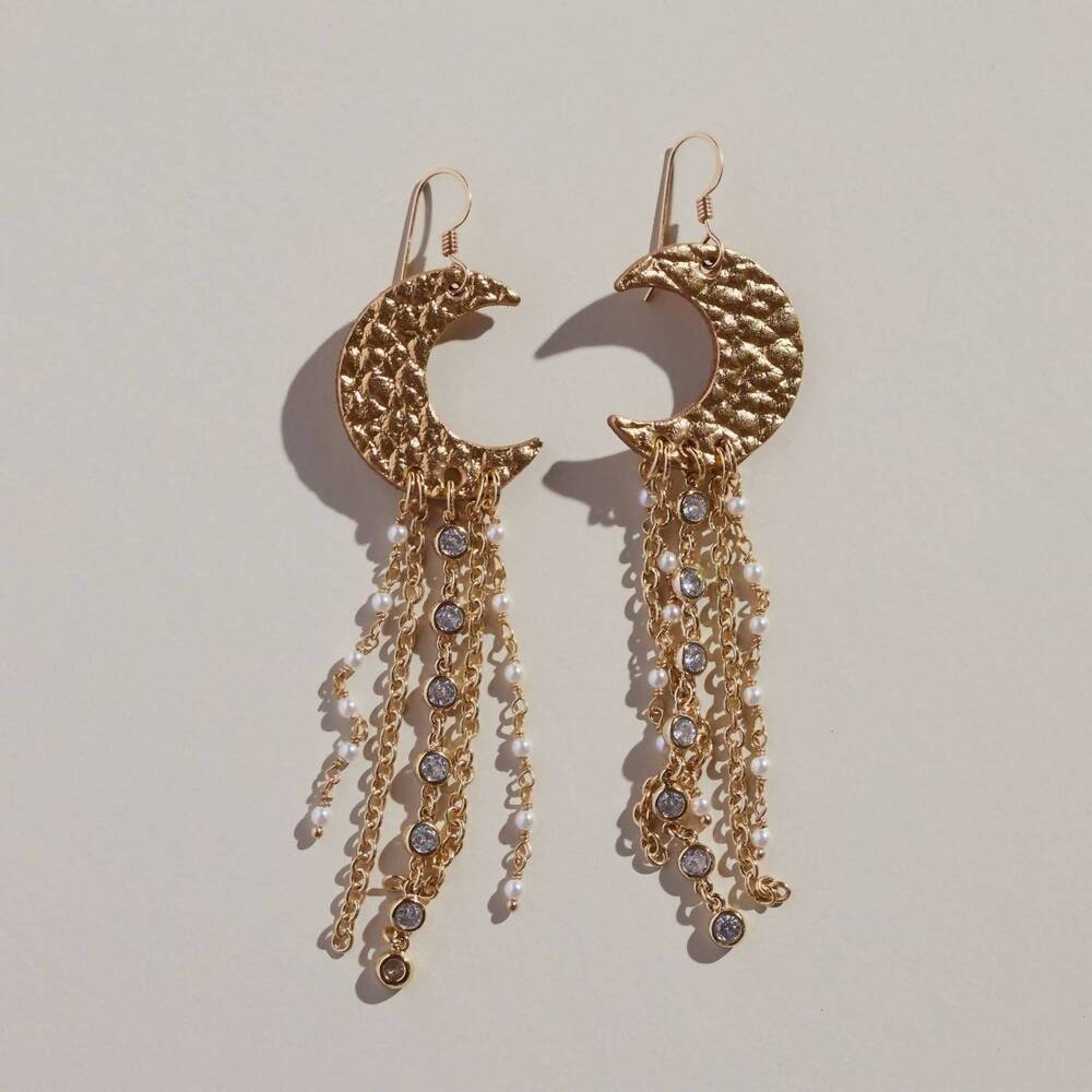 NEW NICKEL & SUEDE hammered athena earrings in gold
